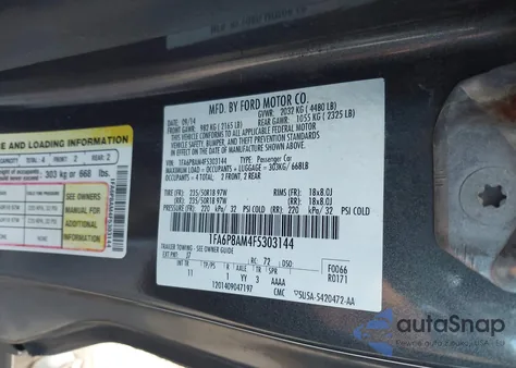 2015 Ford Mustang V6 from USA, damaged, VIN 1FA6P8AM4F5303144